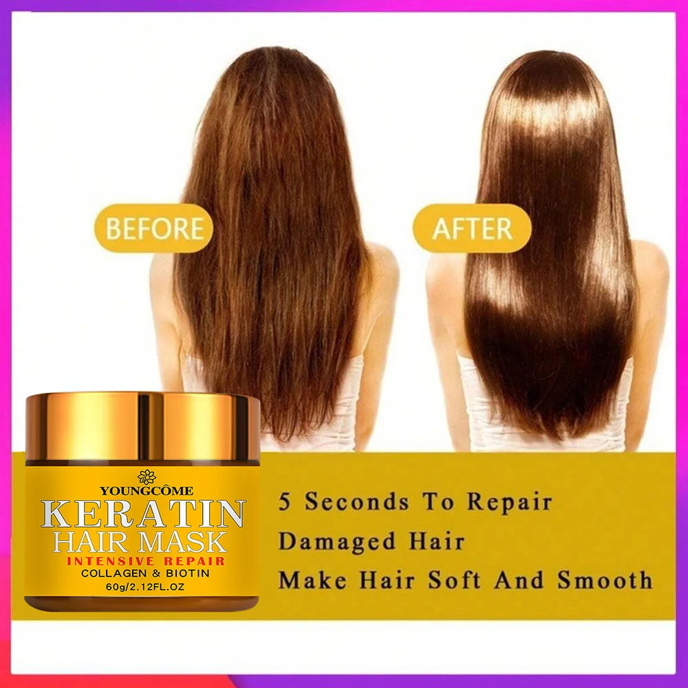 YOUNGCOME Keratin Hair Repair Mask – Smooth. Shine. Transform.