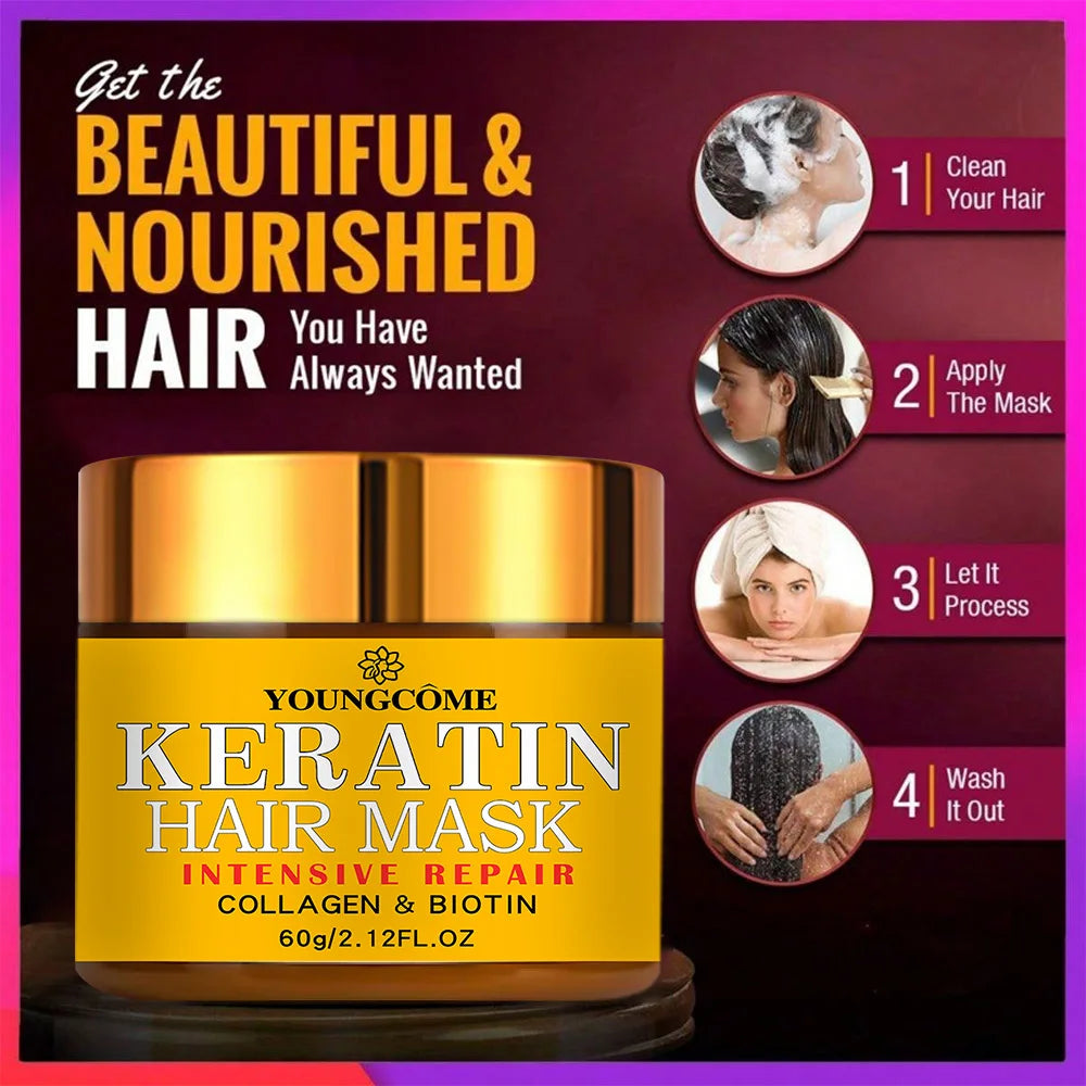 YOUNGCOME Keratin Hair Repair Mask – Smooth. Shine. Transform.